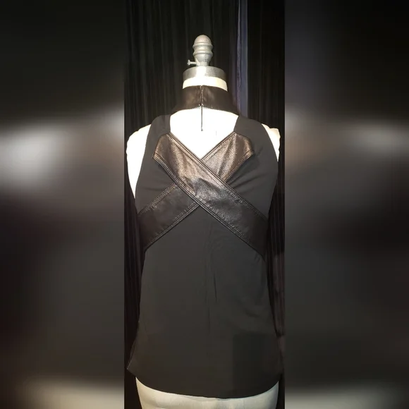 Tom Ford  Gucci 100% viscose 100% lambskin leather Black razor tank top  Bow 40 - Picture 9 of 16